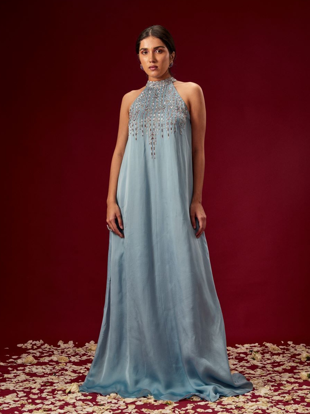 

Masumi Mewawalla Satin A-Line Maxi Dress, Blue
