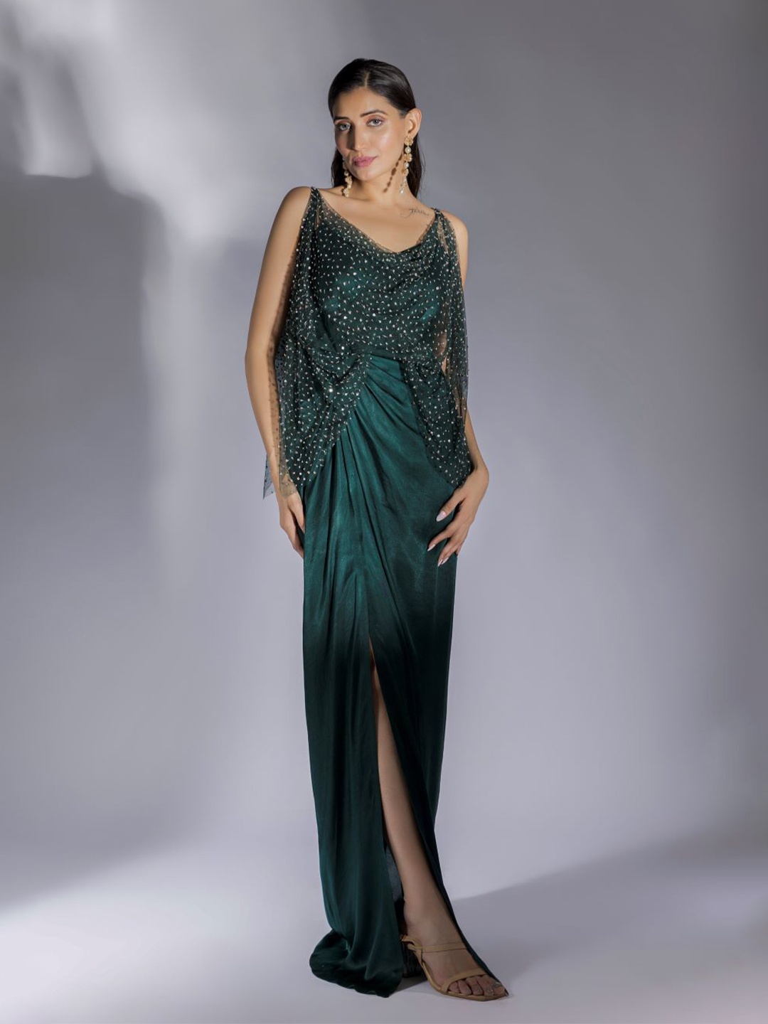

Masumi Mewawalla Embellished Satin Maxi Dress, Green