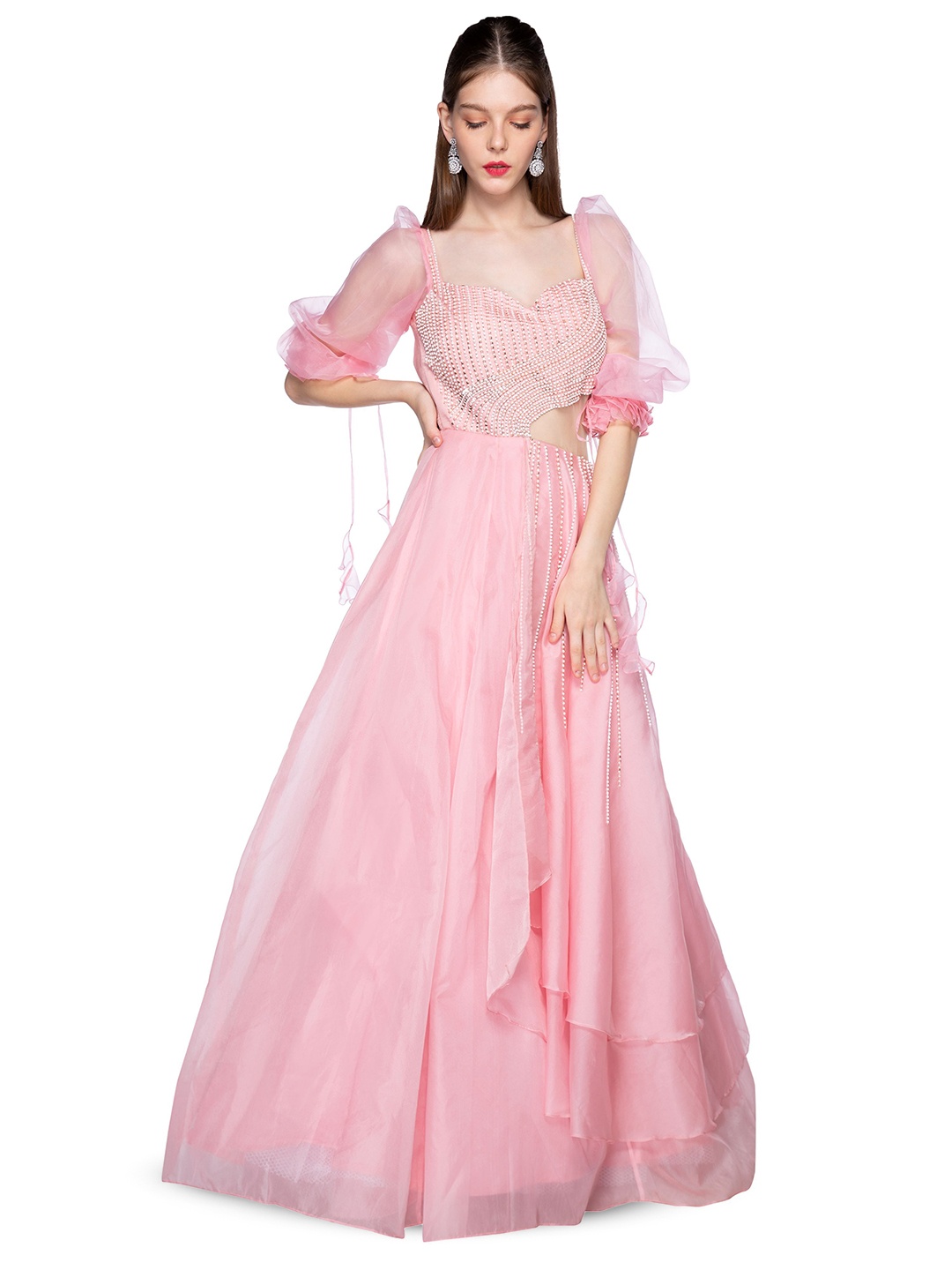 

Masumi Mewawalla Embellished Satin Maxi Dress, Pink