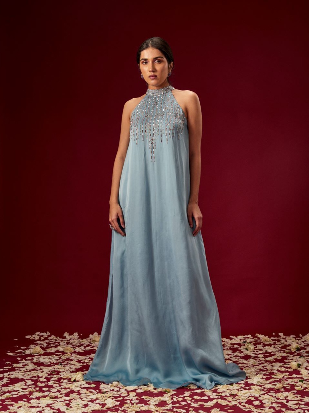 

Masumi Mewawalla Satin A-Line Maxi Dress, Blue