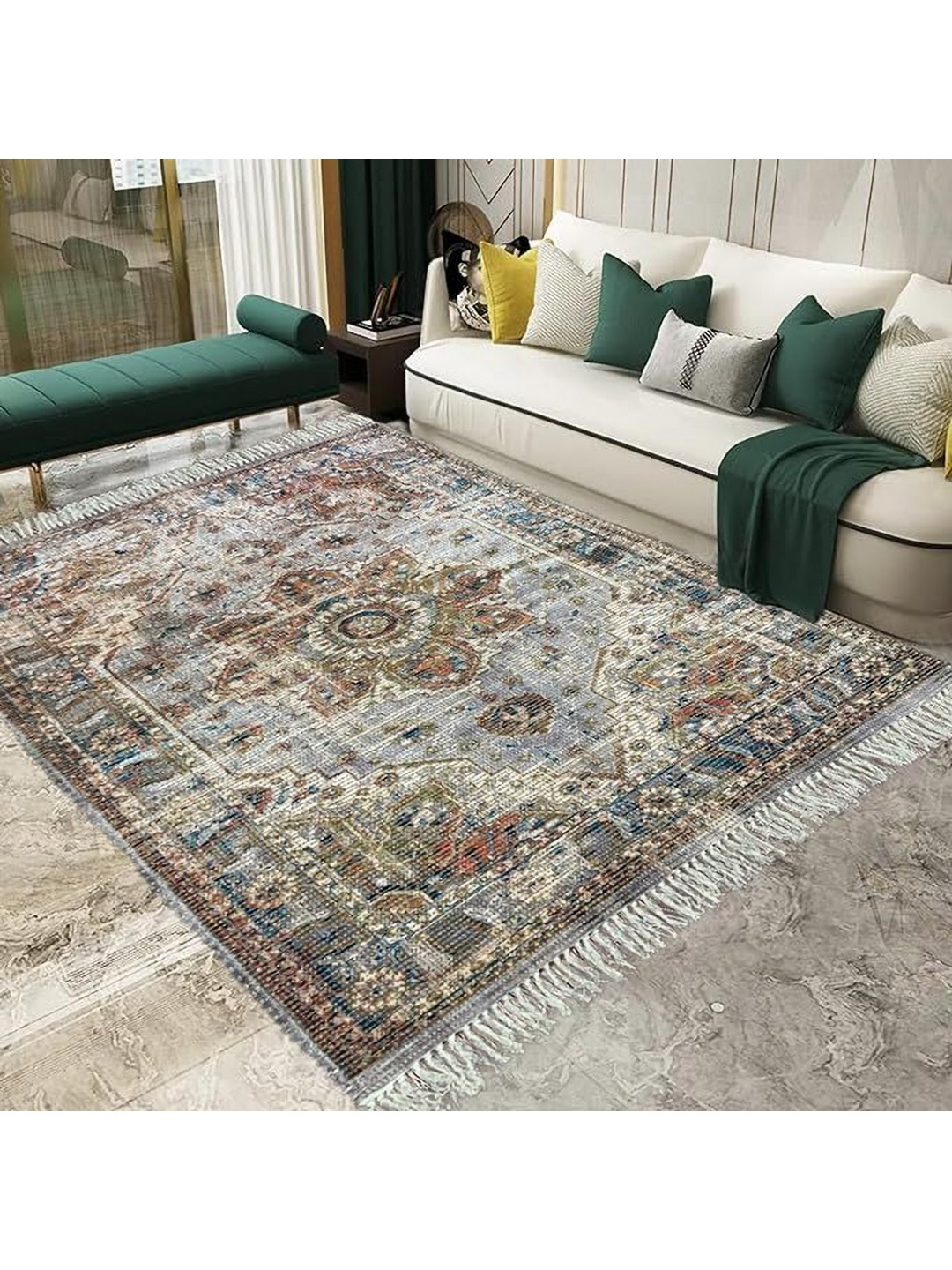 

SAJAVAT Red Traditional Handmade Cotton Carpet