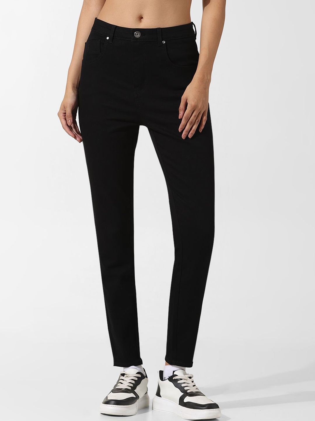 

ONLY Women Skinny Fit High-Rise Stretchable Jeans, Black