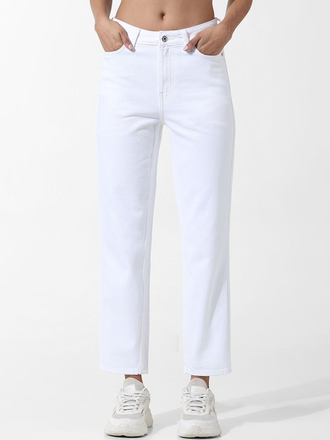 

ONLY Women Straight Fit High-Rise Jeans, White