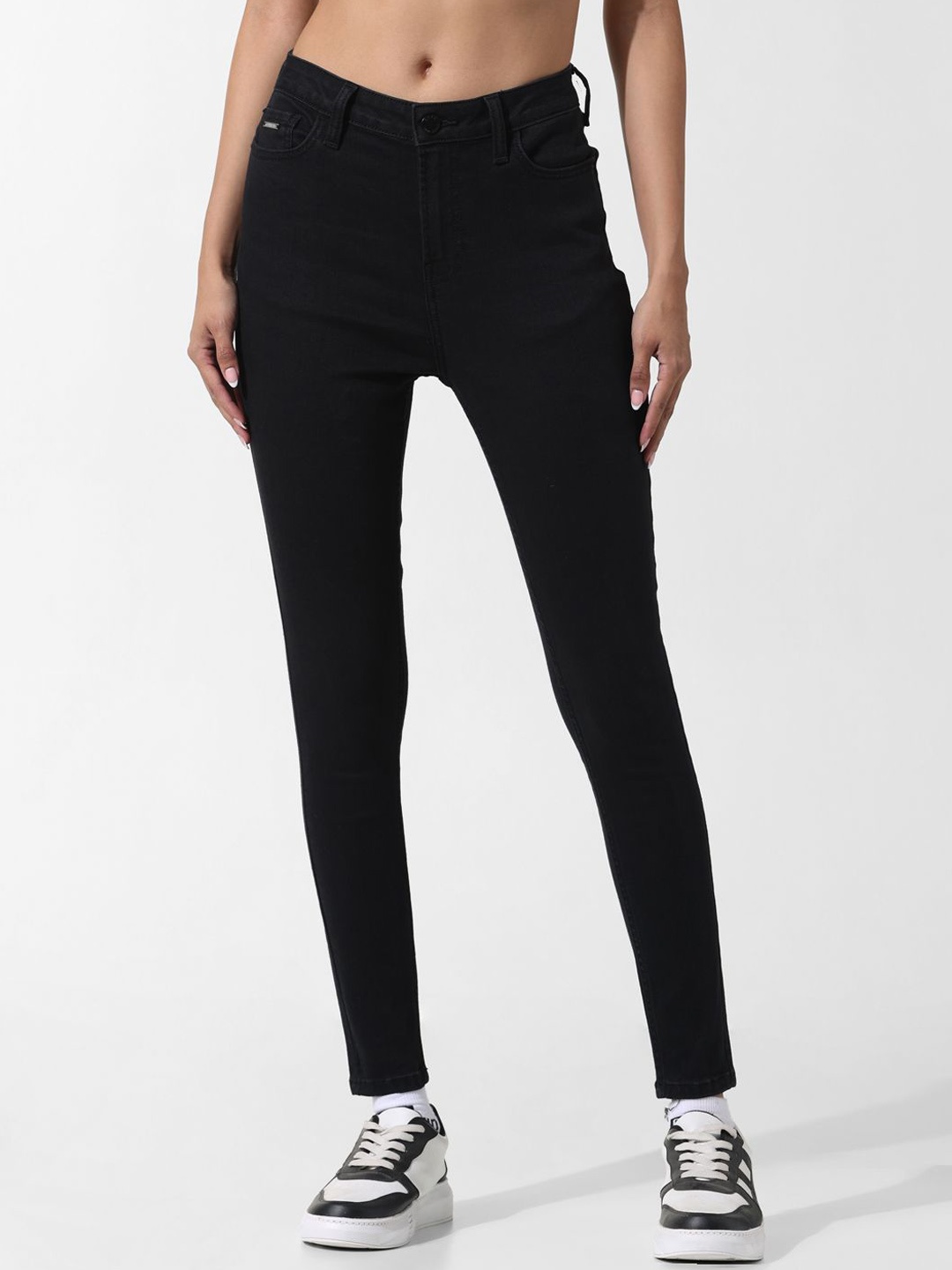 

ONLY Women Skinny Fit High-Rise Stretchable Jeans, Black