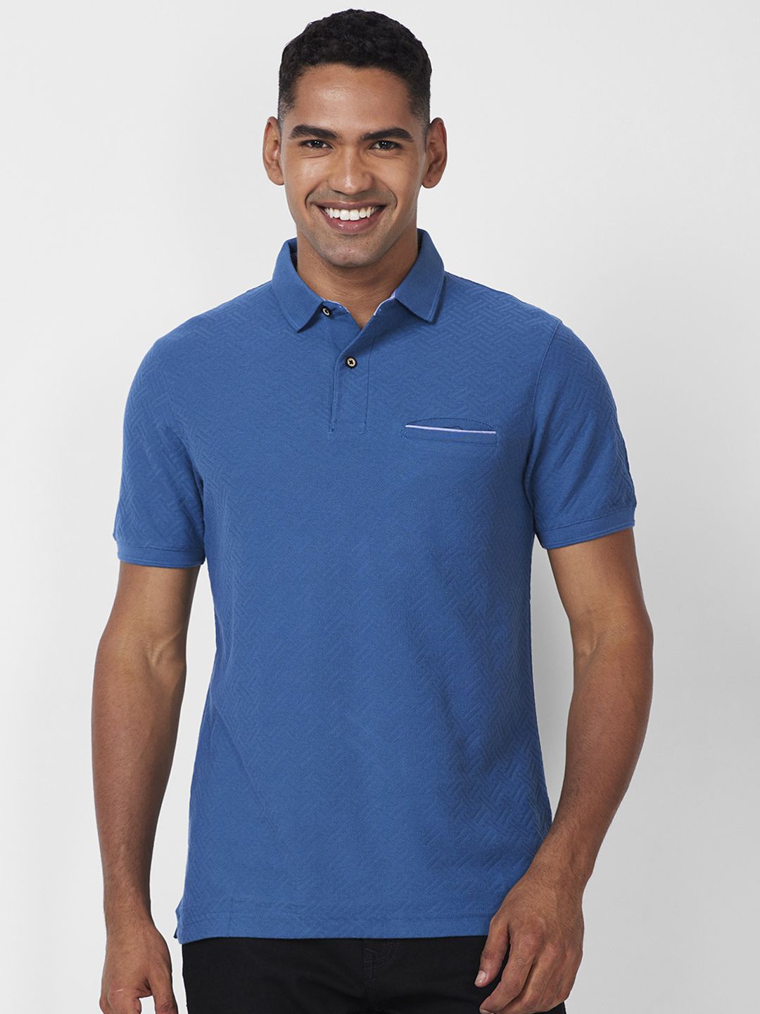 

CELSIUS Men Polo Collar Pockets T-shirt, Blue