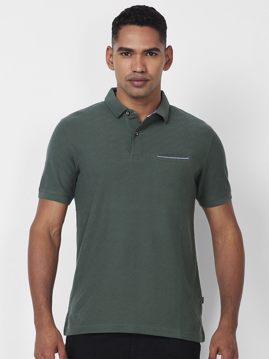 

CELSIUS Men Polo Collar Pockets T-shirt, Teal