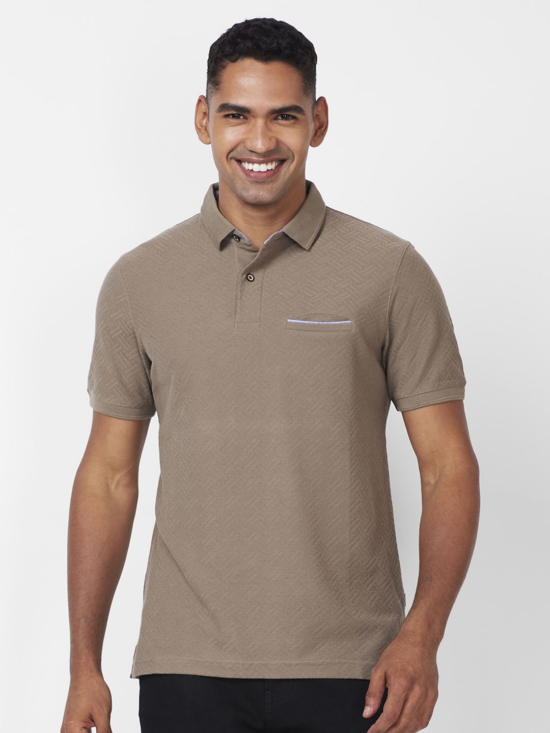 

CELSIUS Men Polo Collar Pockets T-shirt, Khaki