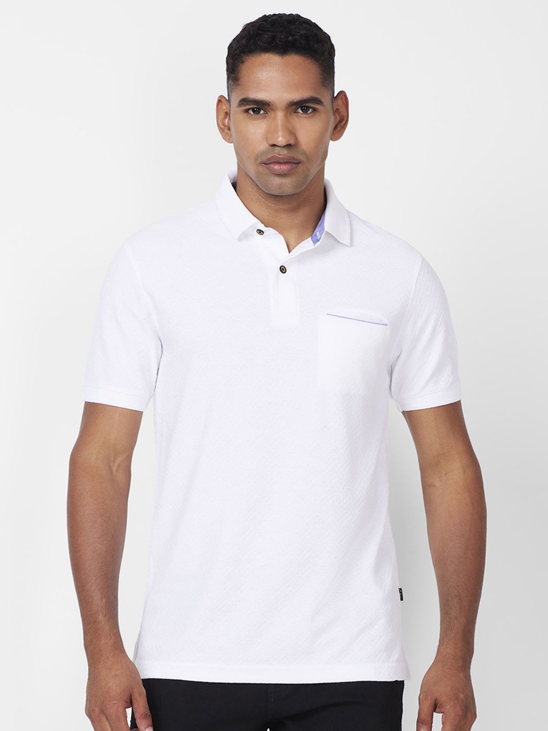 

CELSIUS Men Polo Collar Pockets T-shirt, White