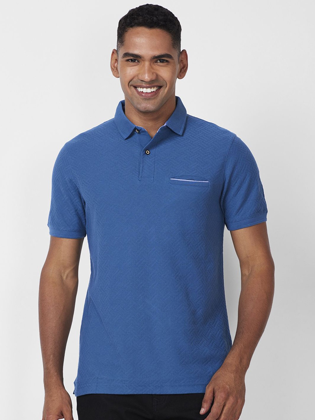 

CELSIUS Men Polo Collar Pockets T-shirt, Blue