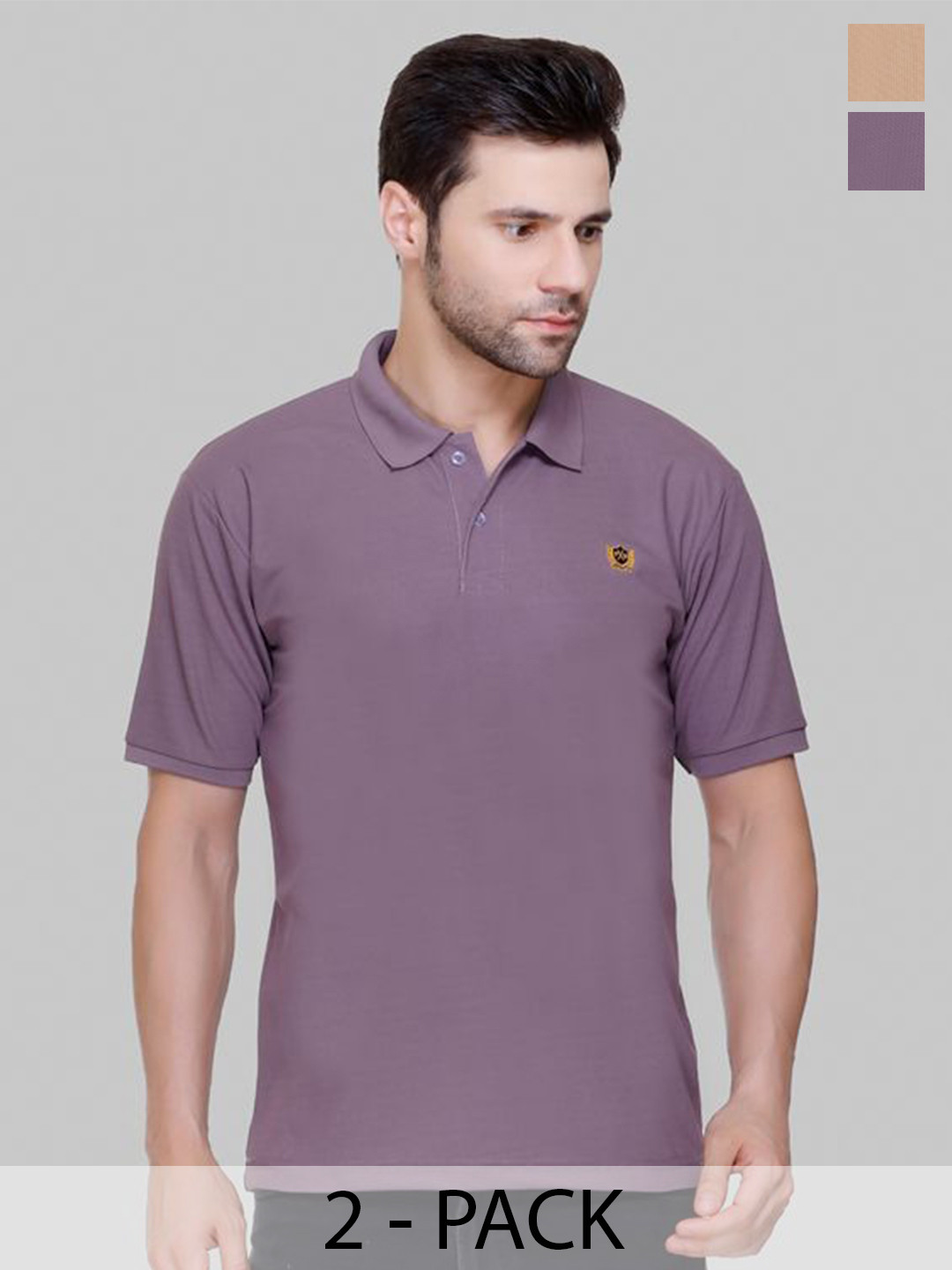 

FLOSBERRY Men 2 Polo Collar T-shirt, Purple