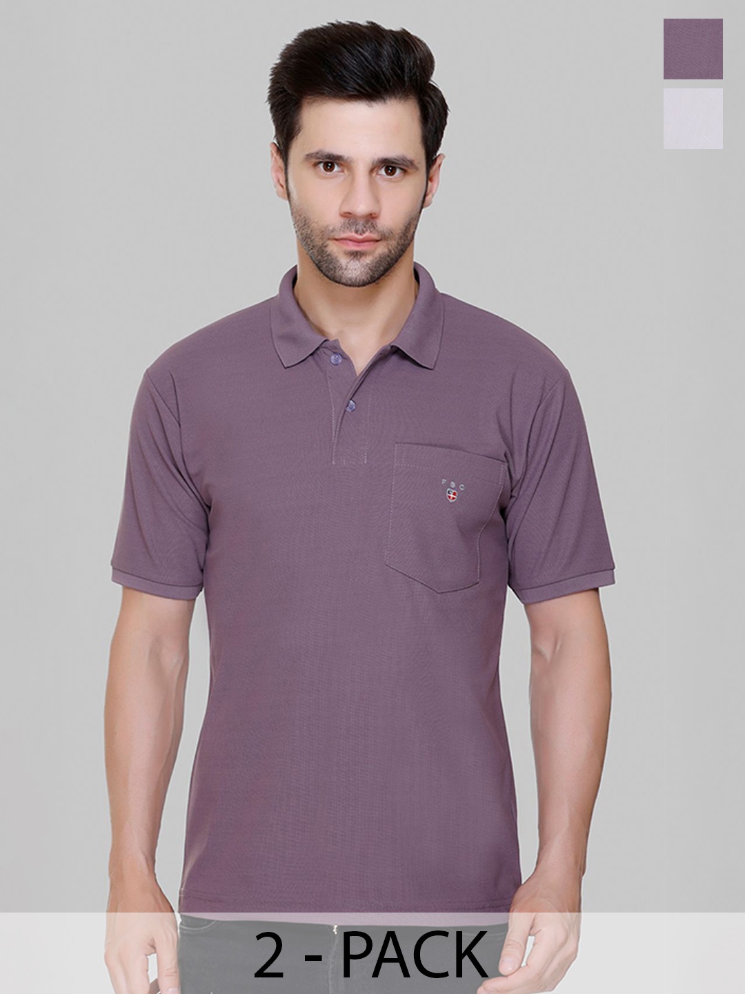 

FLOSBERRY Men 2 Polo Collar Pockets T-shirt, Grey