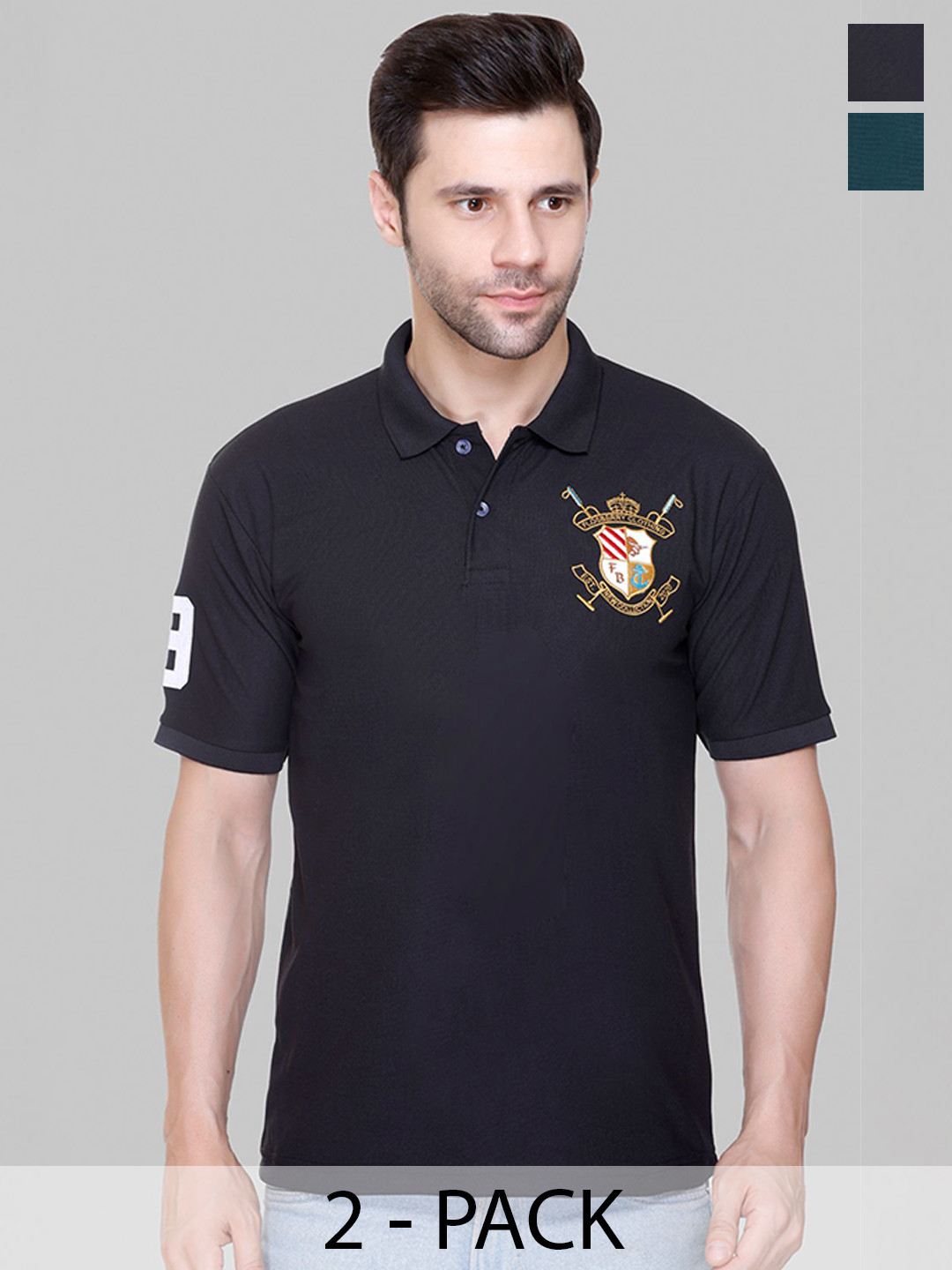 

FLOSBERRY Men 2 Polo Collar T-shirt, Black