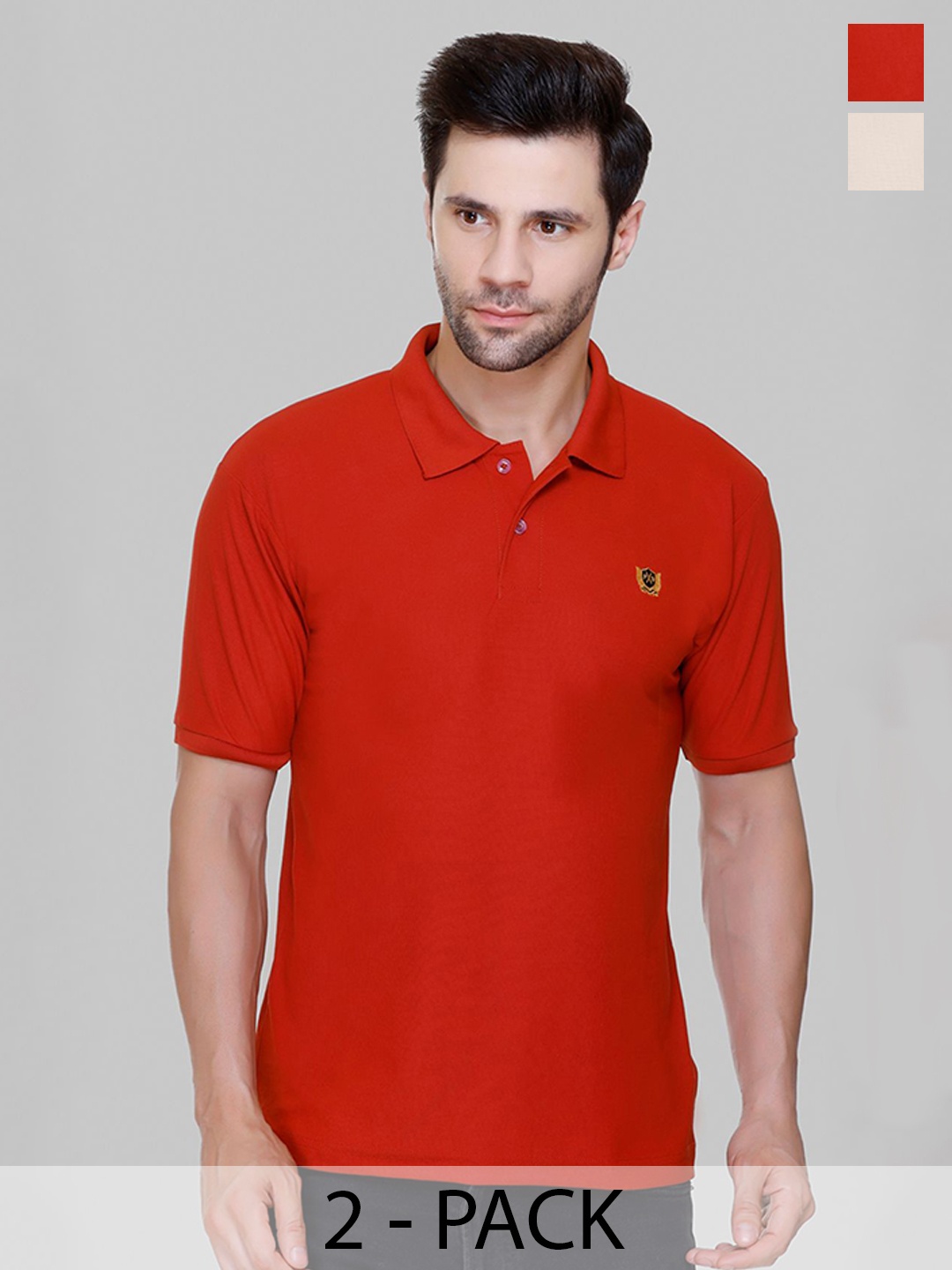 

FLOSBERRY Men 2 Polo Collar T-shirt, Rust