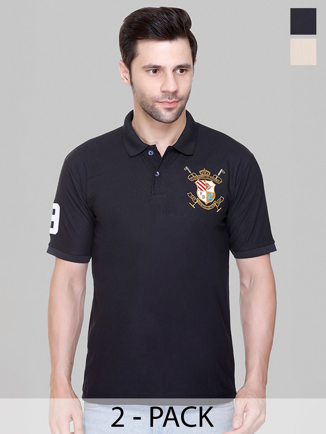 

FLOSBERRY Men 2 Polo Collar T-shirt, Beige