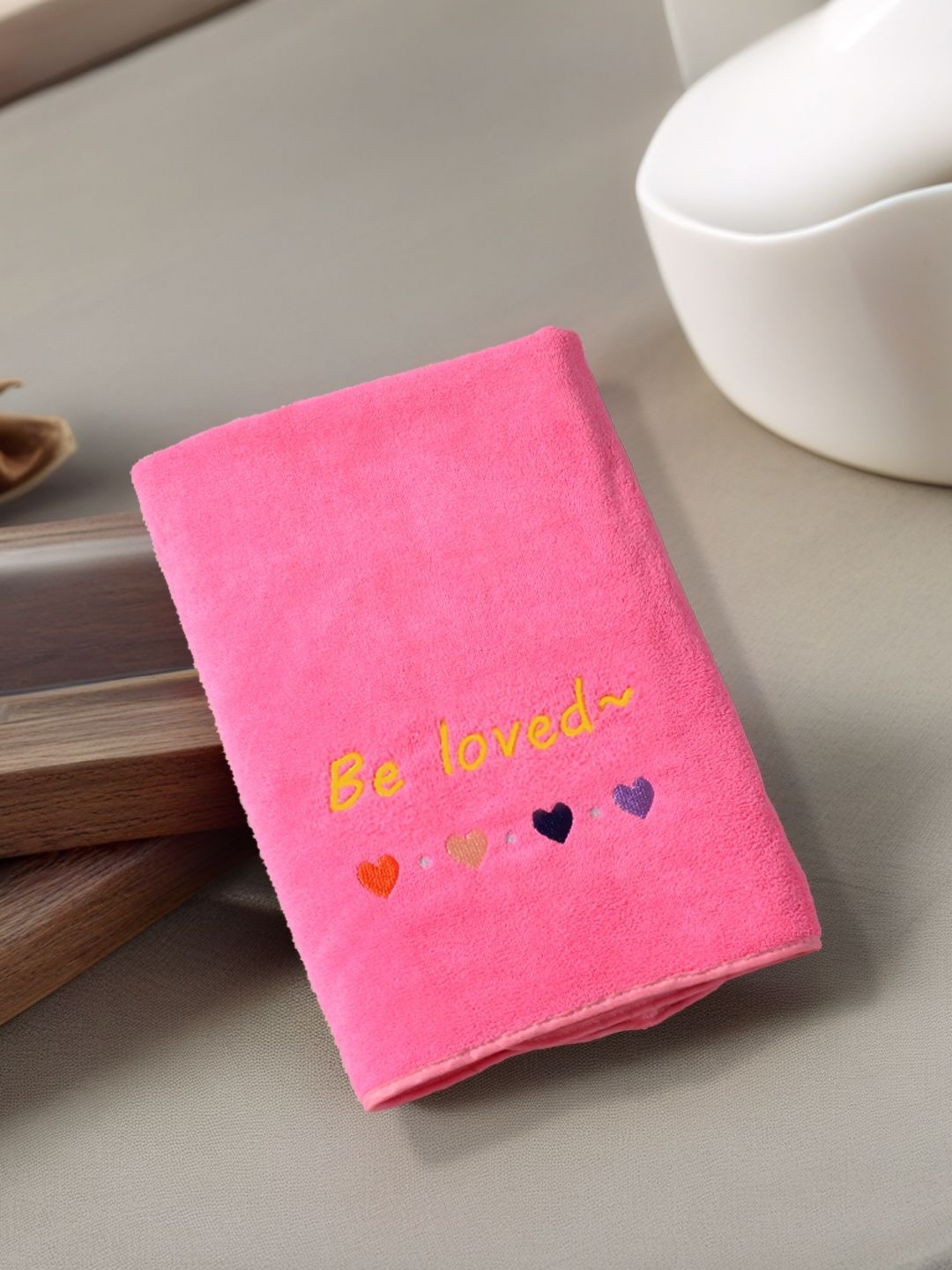 

FABINALIV Pink & Yellow 1 Cotton 400 GSM Bath Towel