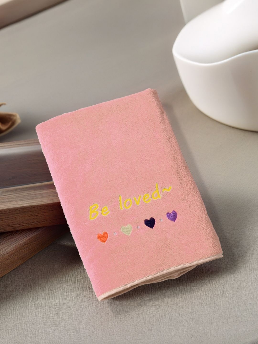 

FABINALIV Peach-Coloured & Yellow 1 Cotton 400 GSM Bath Towel