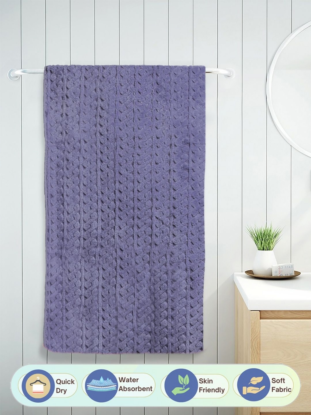 

FABINALIV Purple 1 Cotton 400 GSM Bath Towel