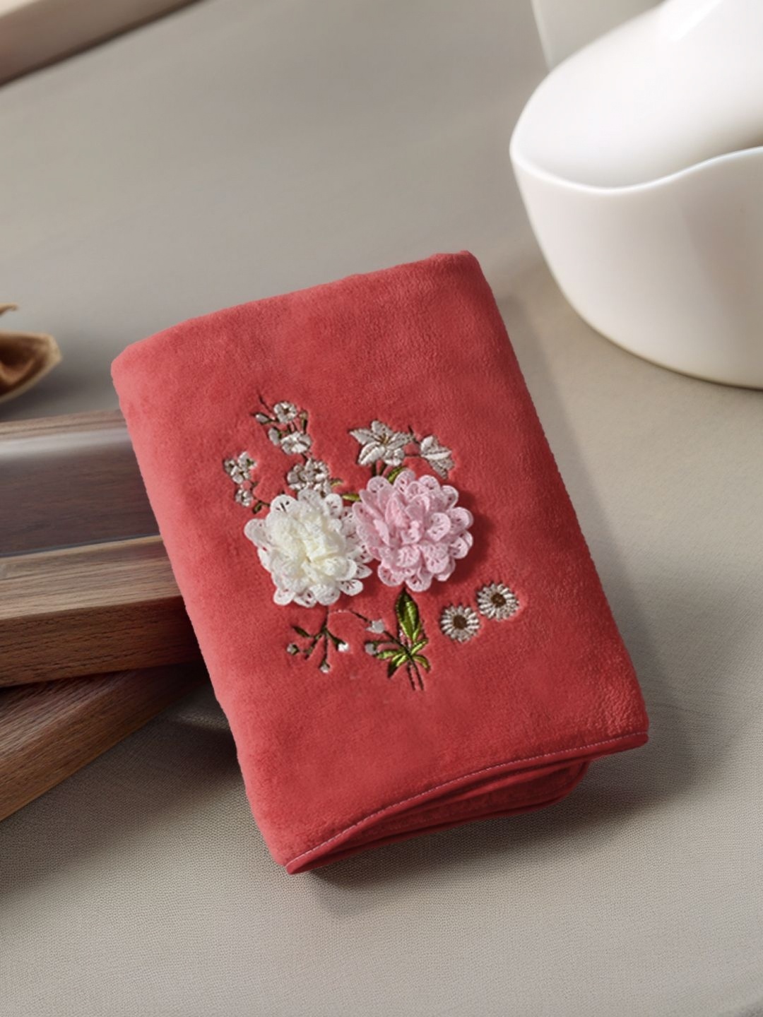

FABINALIV Red & Pink 1 Cotton 400 GSM Bath Towel