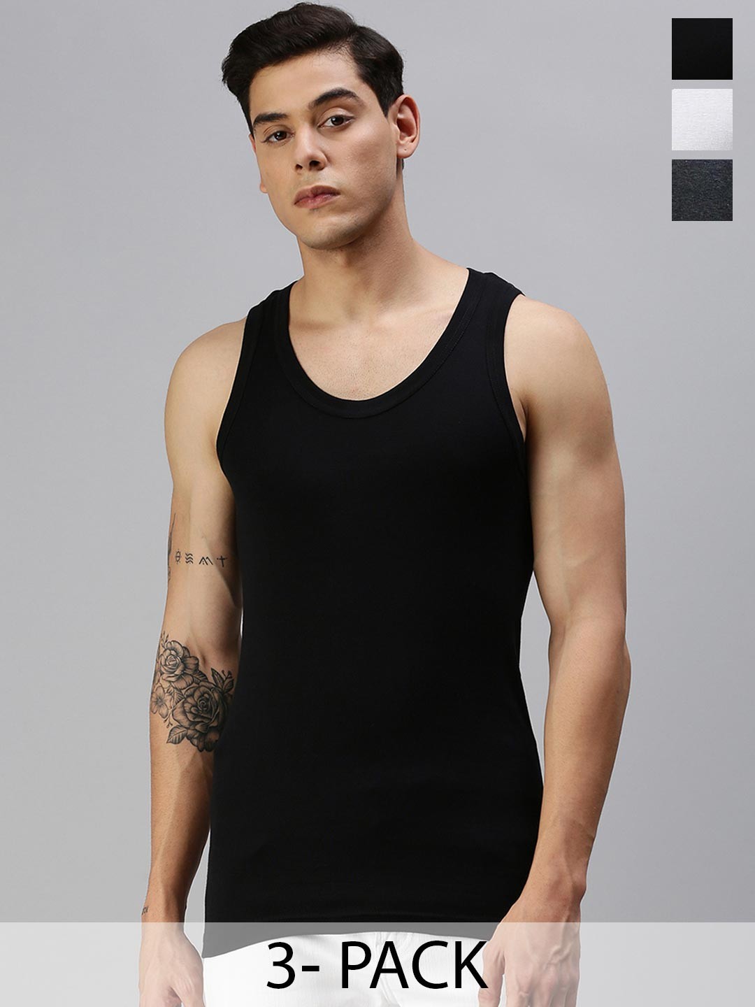 

ONN Pack Of 3 Sleeveless Innerwear Vests ONN_131_AST1_3PC, White