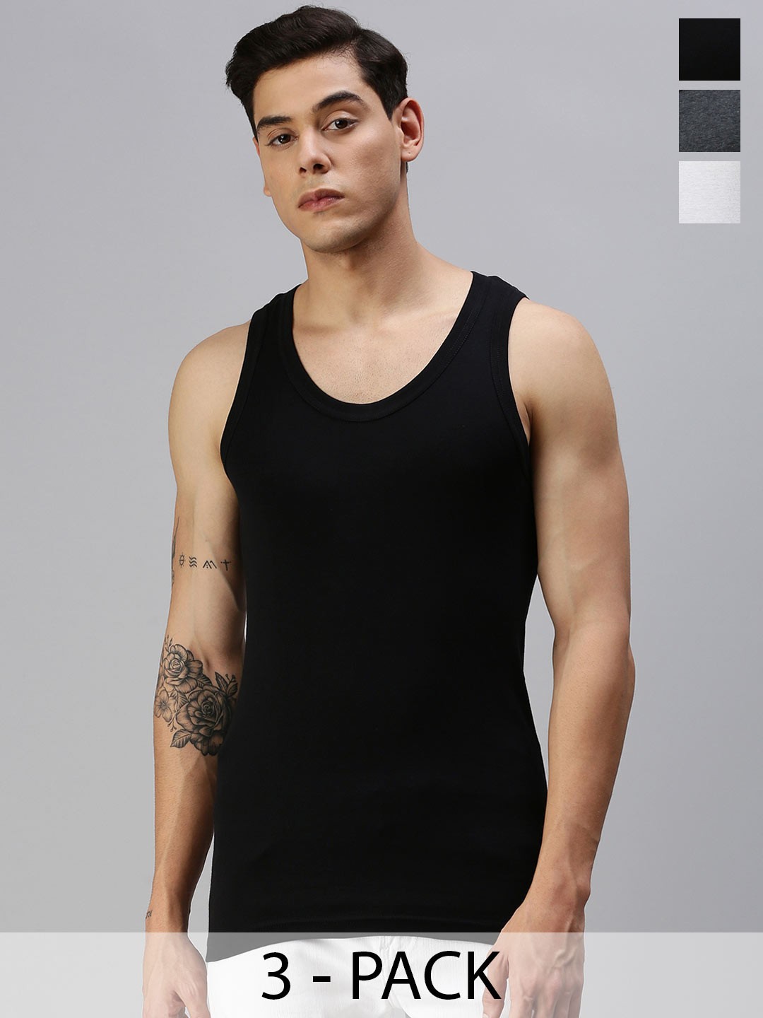 

ONN Pack Of 3 Pure Cotton Gym Vests, Navy blue
