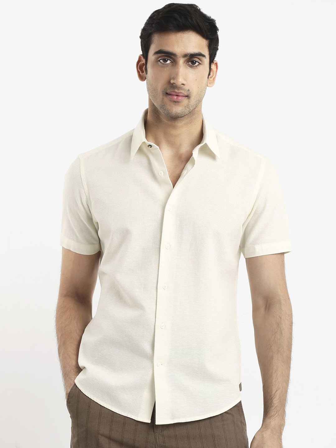 

RARE RABBIT Men Matto-1 Opaque Shirt, White