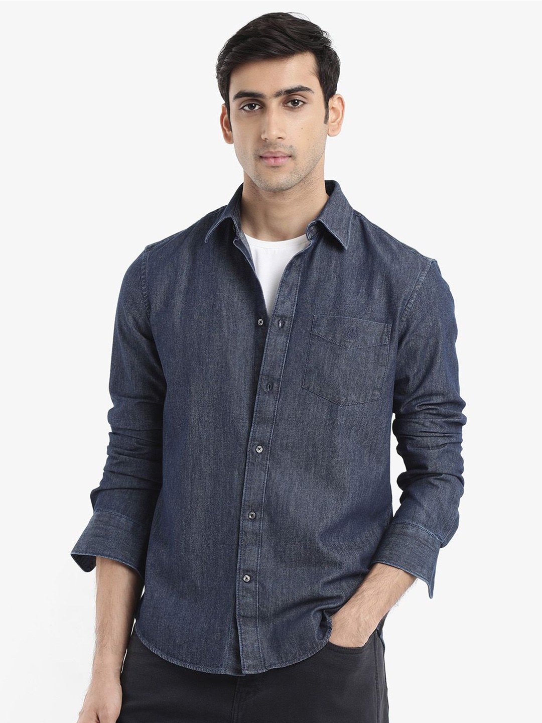 

RARE RABBIT Men Storm Regular Fit Opaque Shirt, Blue
