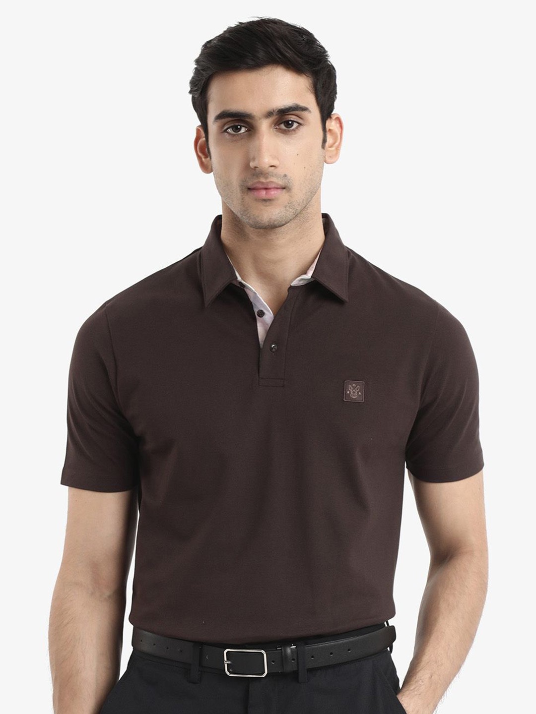 

RARE RABBIT Men Spencer Regular Fit Polo Collar T-Shirt, Brown