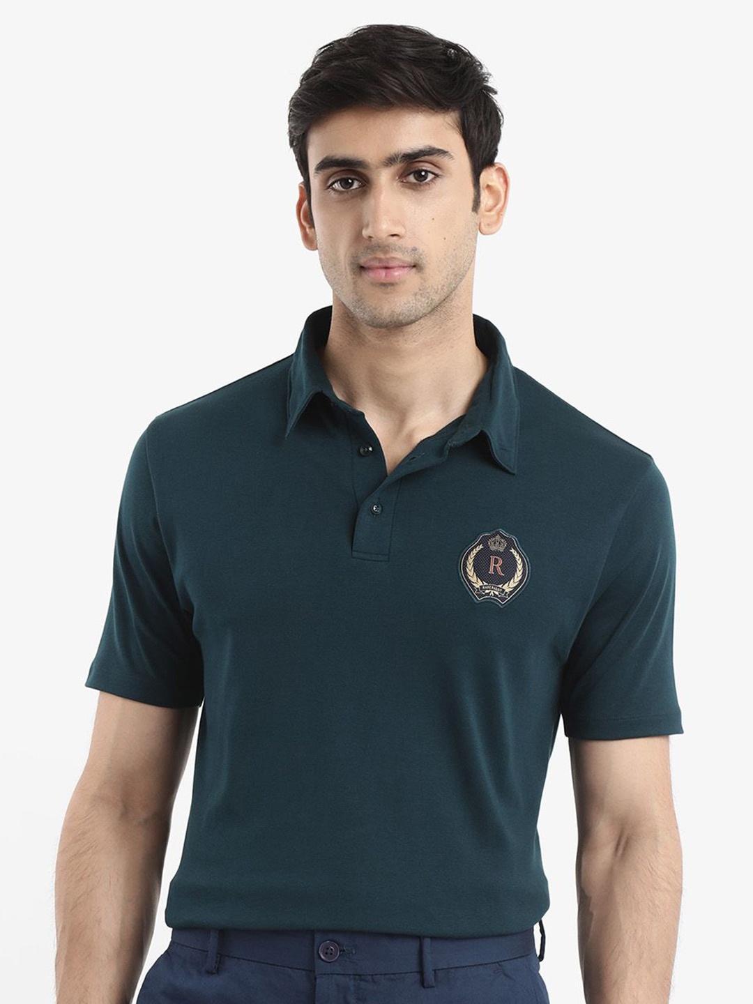 

RARE RABBIT Men Ritz Regular Fit Polo Collar T-Shirt, Green