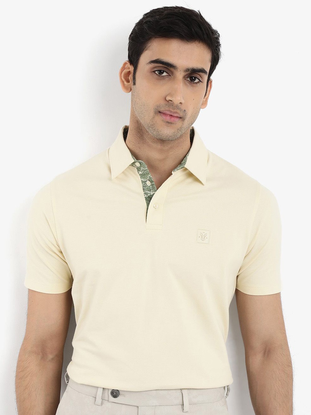 

RARE RABBIT Men Spencer Regular Fit Polo Collar T-Shirt, Yellow