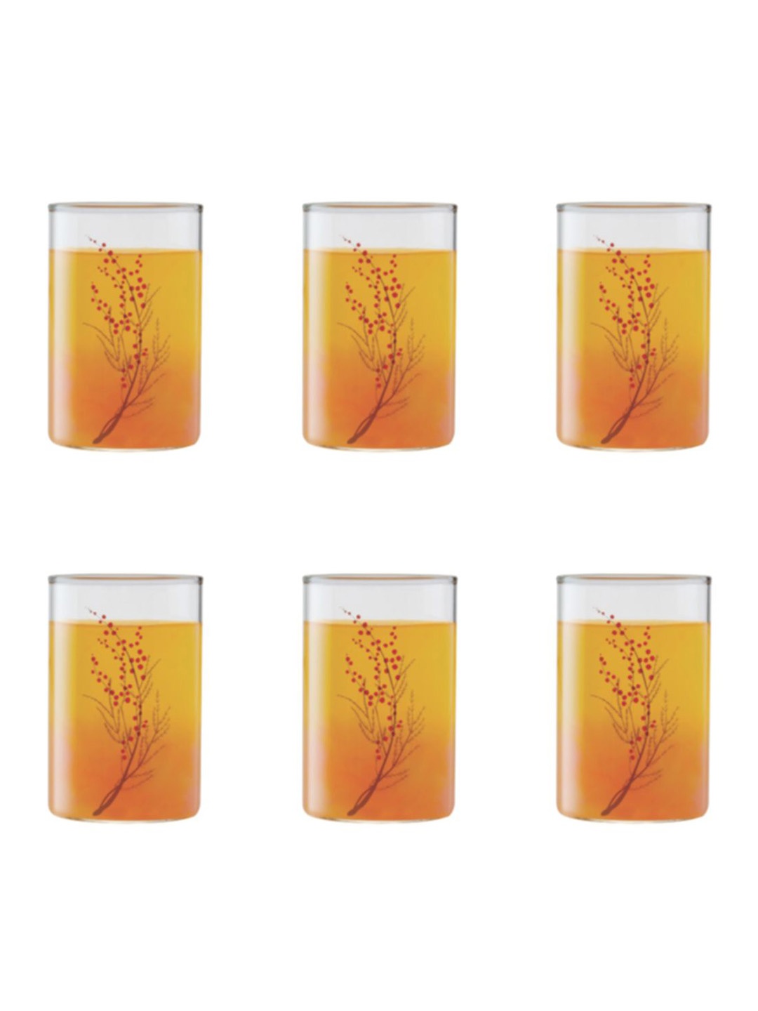 

BOROSIL Vision Cherry 6 Pieces Transparent Flameproof Microwave Safe Drinking Glass 295 ml