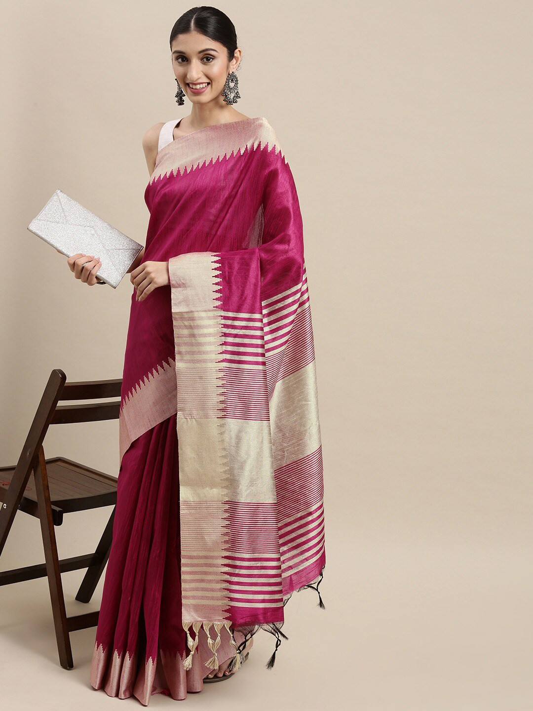 

Panzora Silk Blend Saree, Pink
