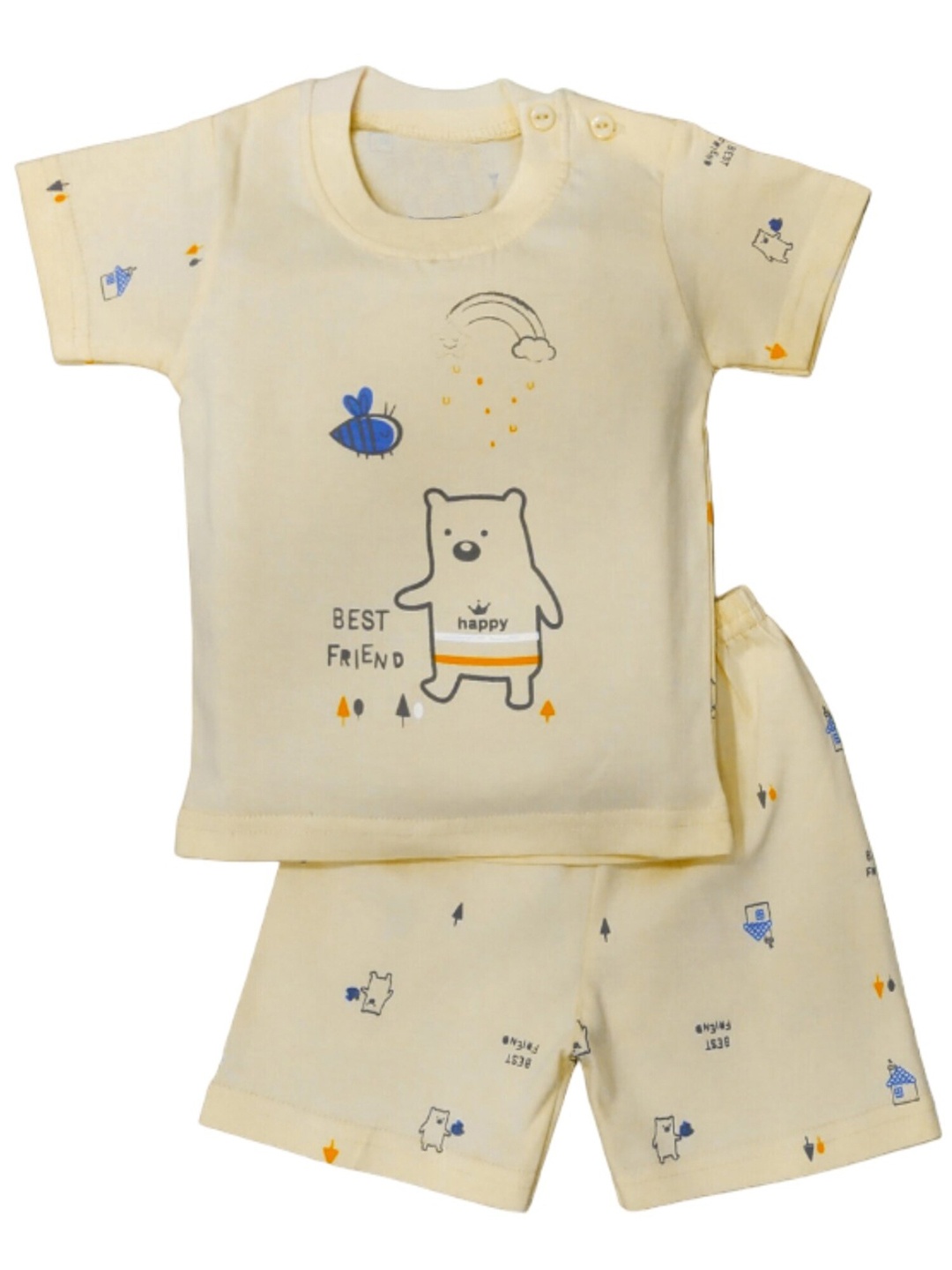 

BAESD Unisex Kids Printed Shirt with Shorts, Cream