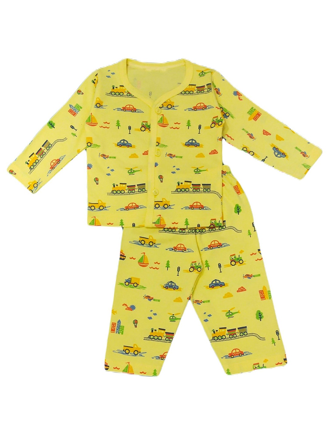 

BAESD Unisex Kids Printed Shirt with Pyjamas, Yellow