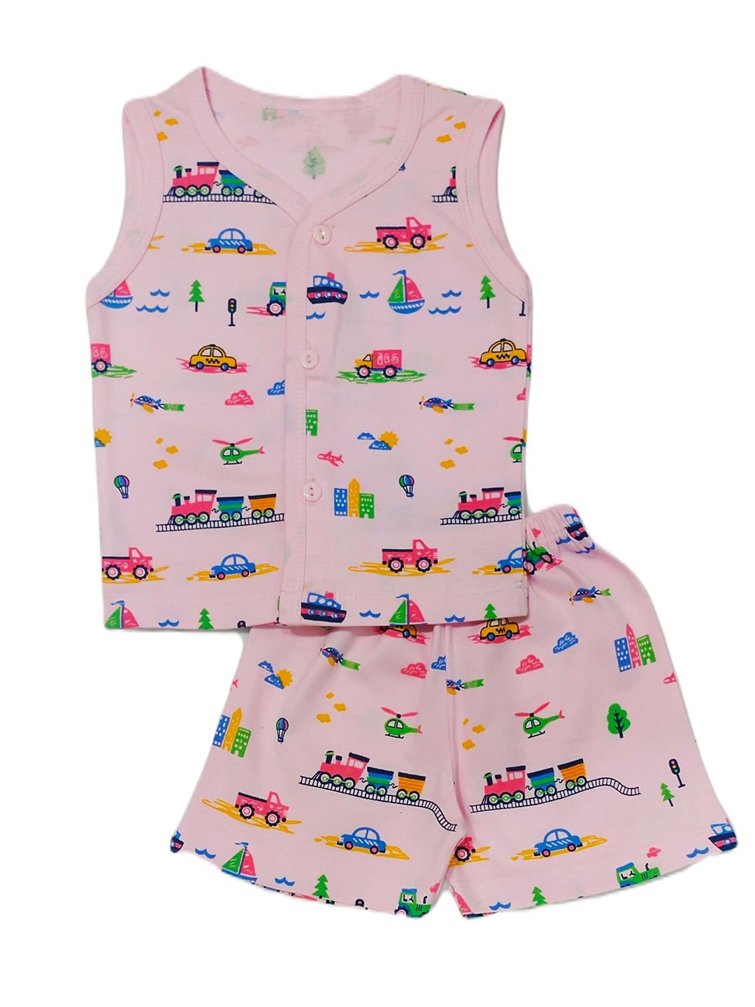 

BAESD Unisex Kids Printed Shirt with Shorts, Pink