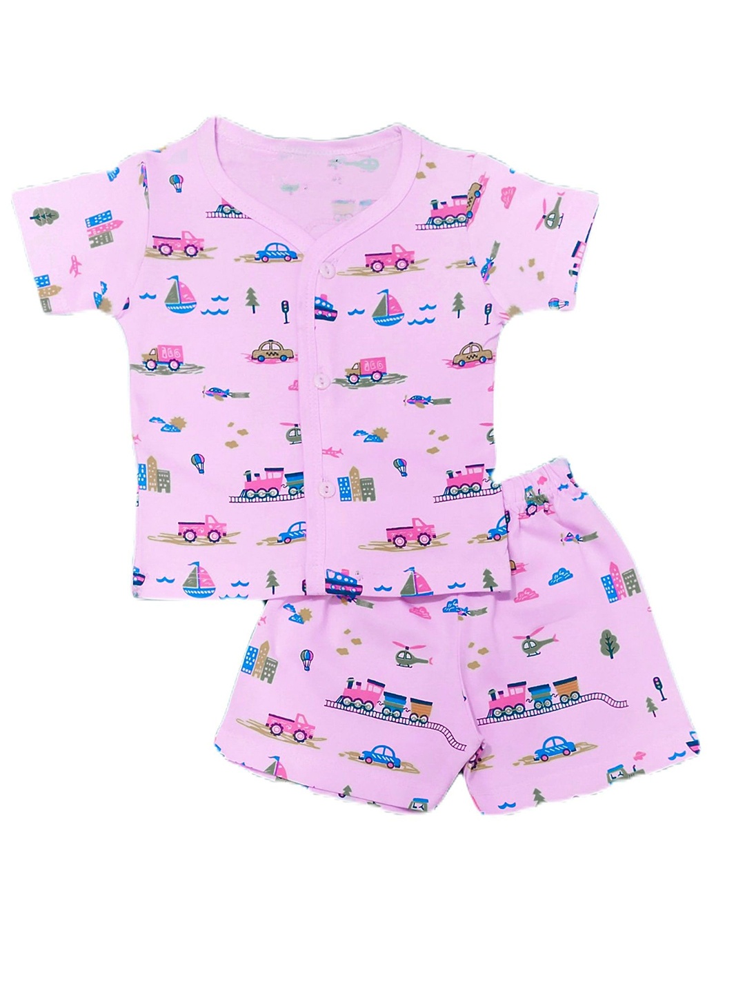 

BAESD Unisex Kids Printed Shirt with Shorts, Pink