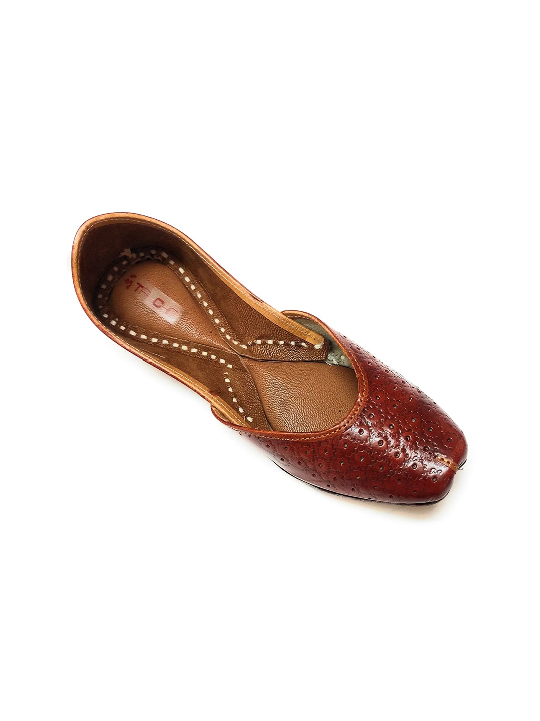 

Ta Chic Women Textured Ethnic Mojaris Flats, Brown