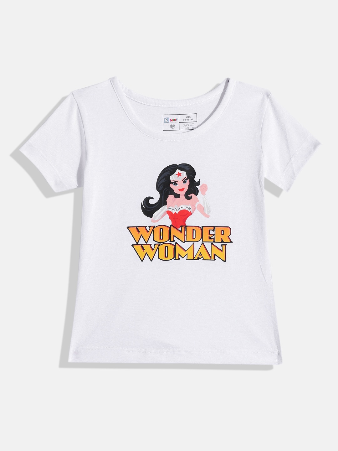 

Eteenz Girls Pure Cotton Wonder Woman Printed Top, White