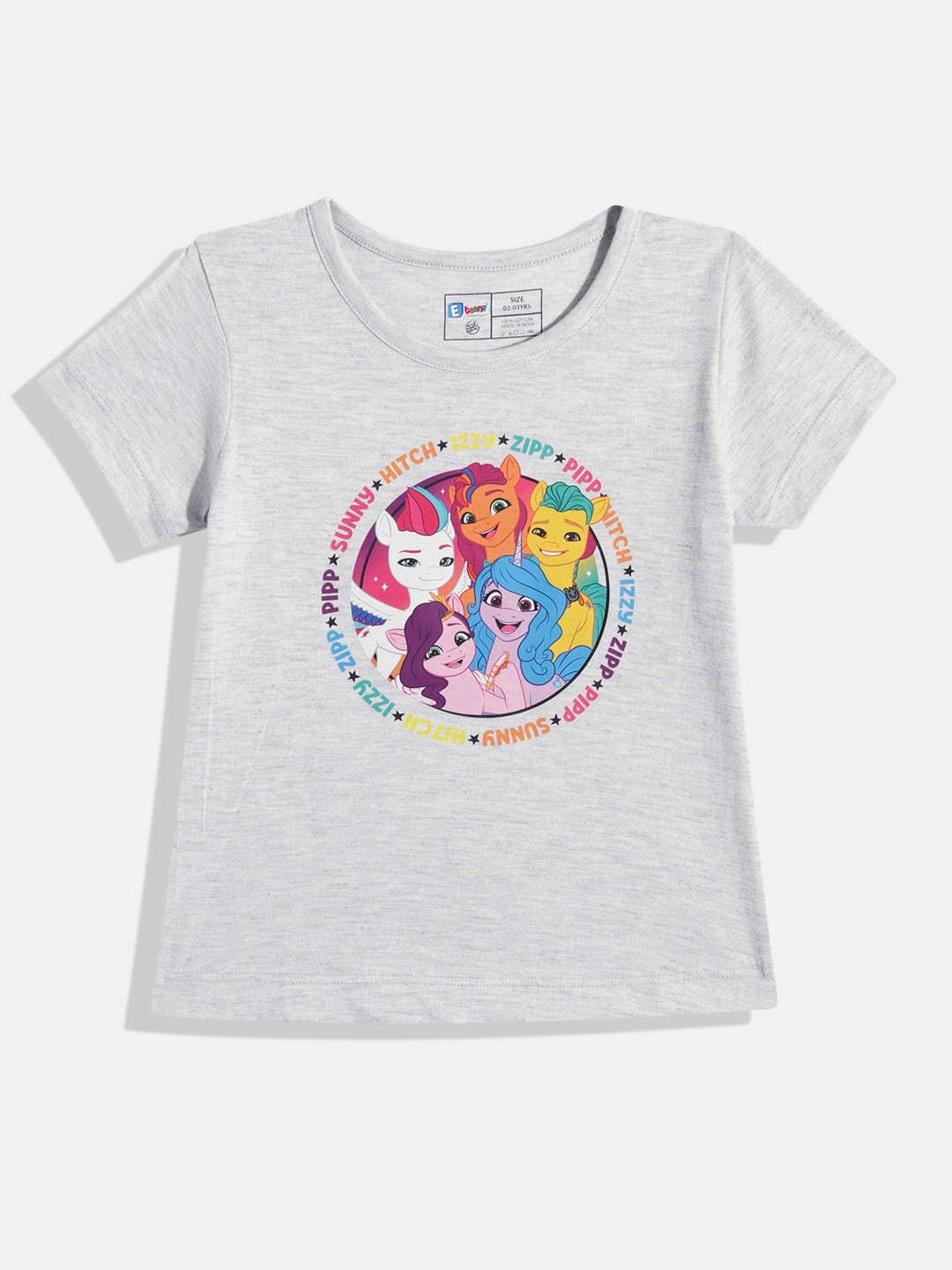 

Eteenz Girls My Little Pony Printed Pure Cotton T-shirt, Grey melange