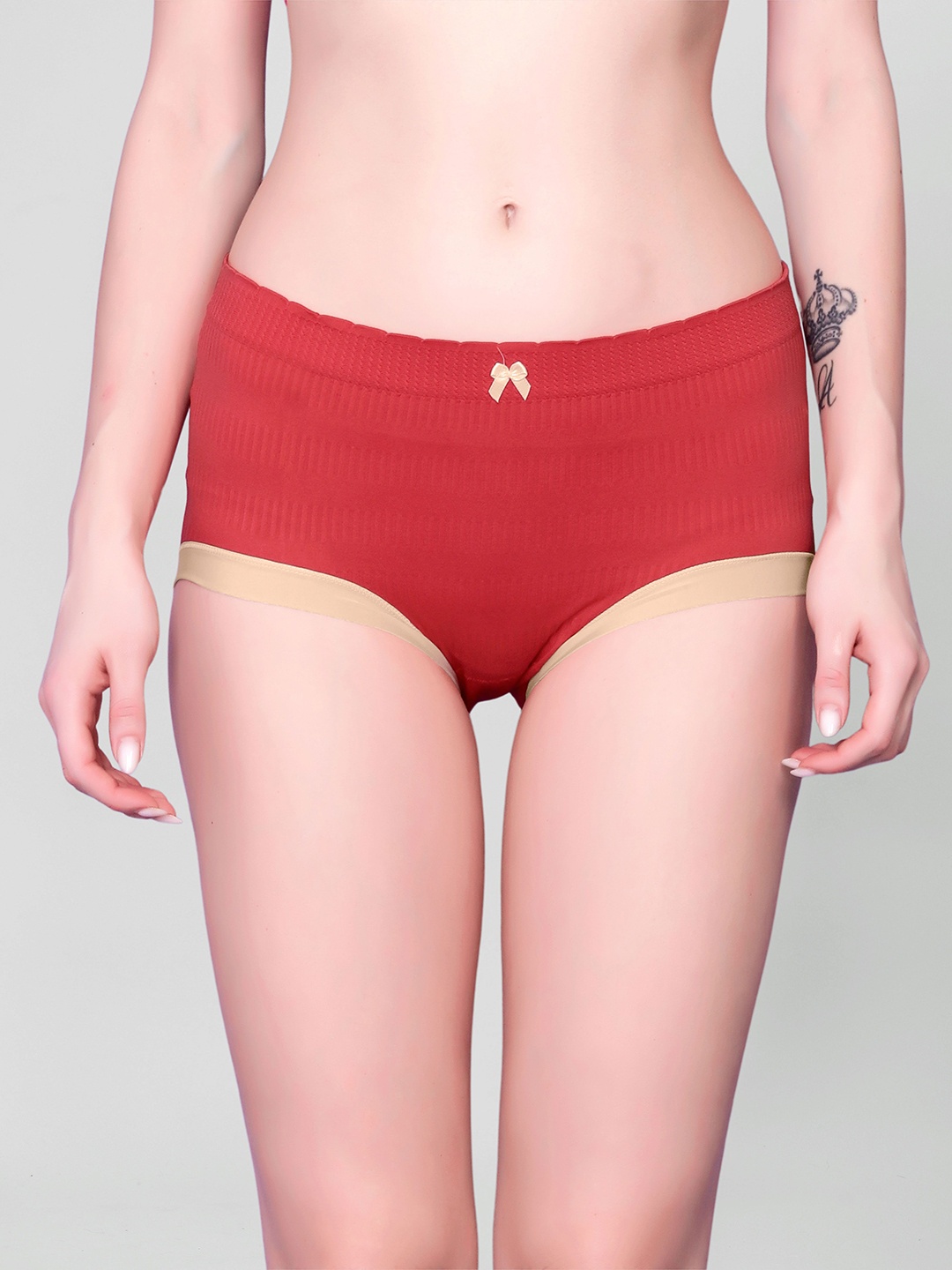 

DEALSEVEN FASHION Seamless Mid-Rise Hipster Brief, Red