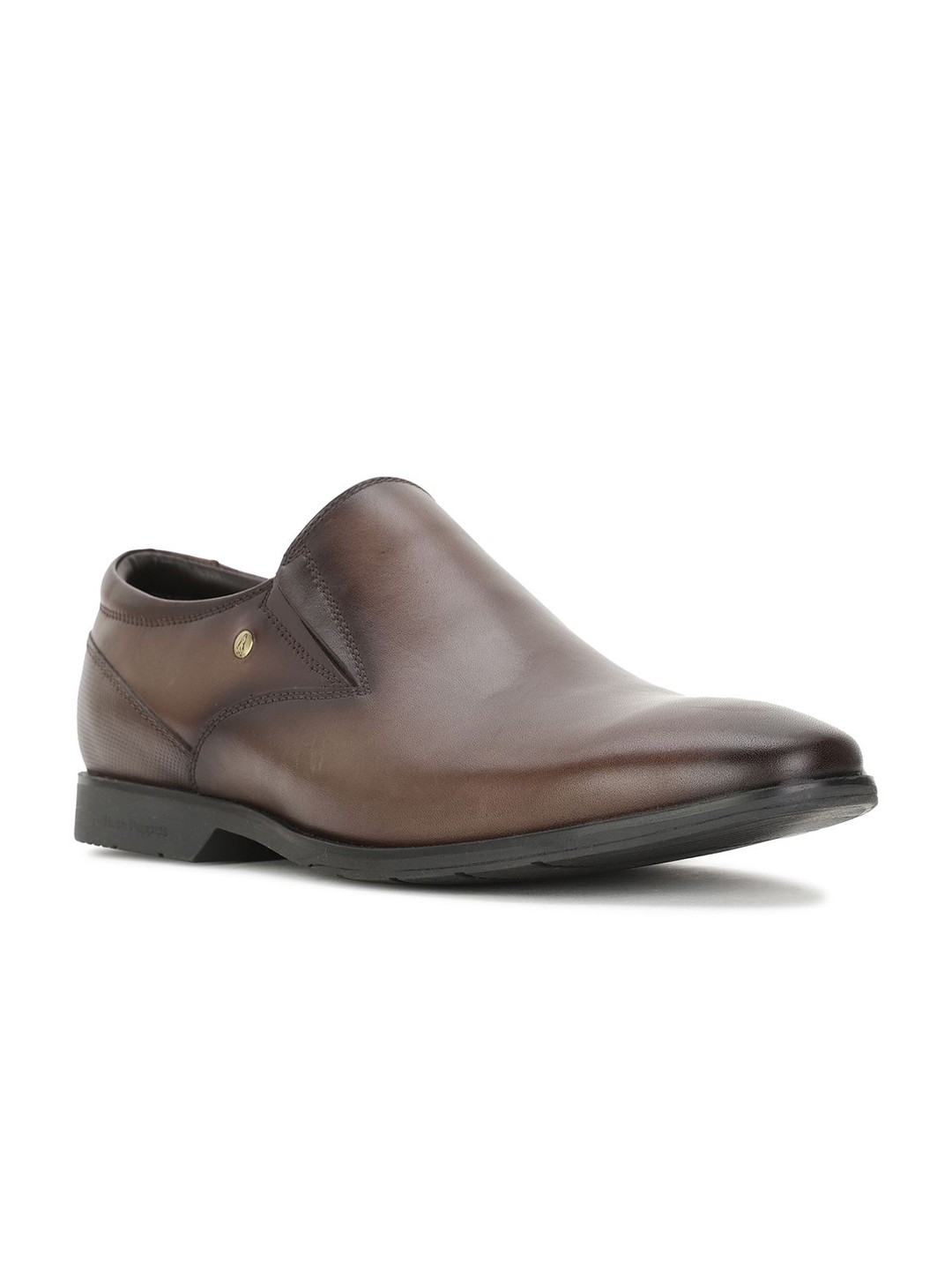 

Hush Puppies Men Round Toe Leather Slip-On Formal Shoes, Brown
