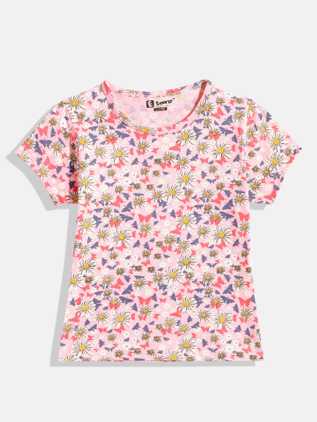 

Eteenz Girls Floral Printed Pure Cotton A-Line Top, Multi