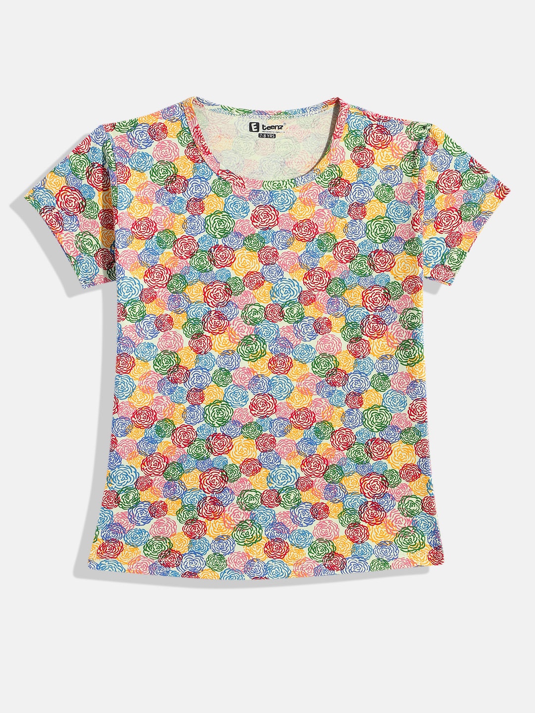 

Eteenz Girls Floral Printed Pure Cotton A-Line Top, Multi