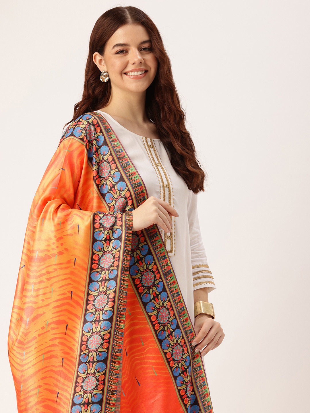 

SANGAM PRINTS Ethnic Motifs Printed Dupatta, Orange