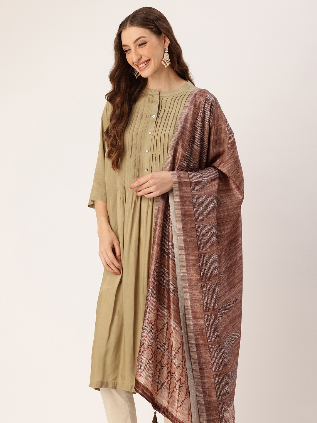 

SANGAM PRINTS Printed Dupatta, Brown