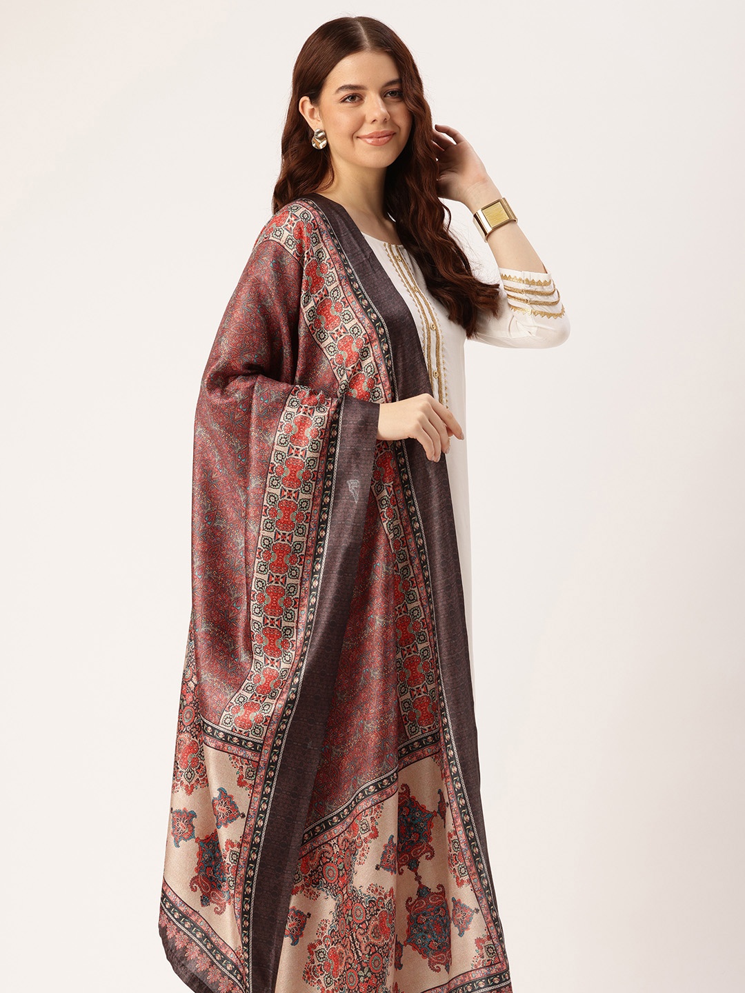 

SANGAM PRINTS Ethnic Motifs Printed Dupatta, Beige