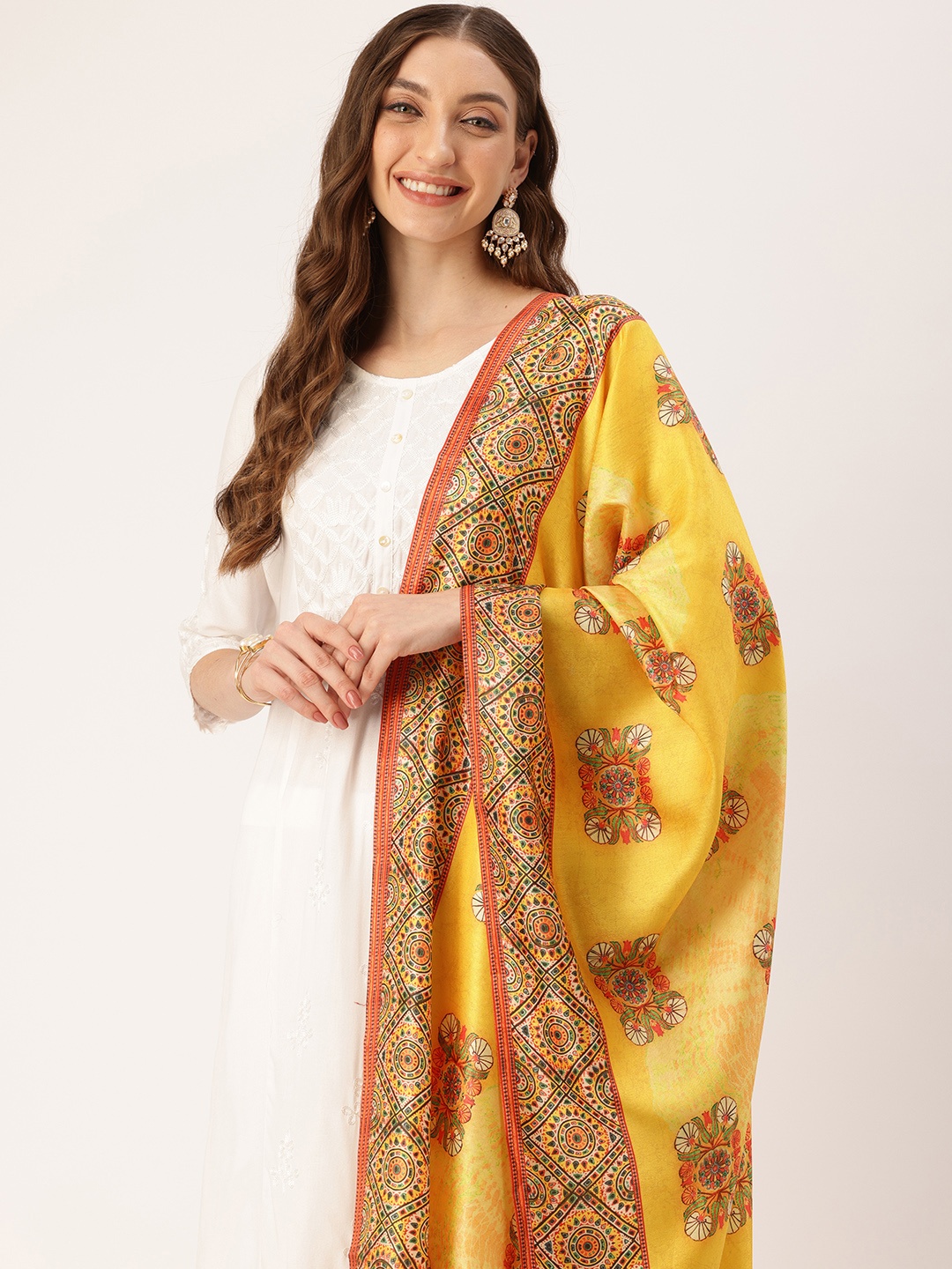 

SANGAM PRINTS Ethnic Motifs Printed Dupatta, Yellow