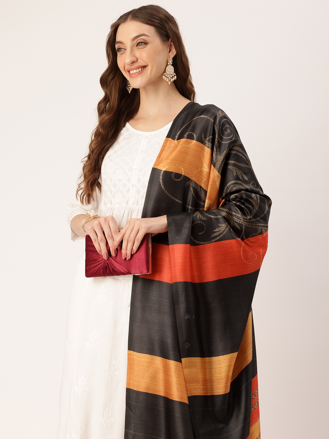 

SANGAM PRINTS Striped Dupatta, Multi