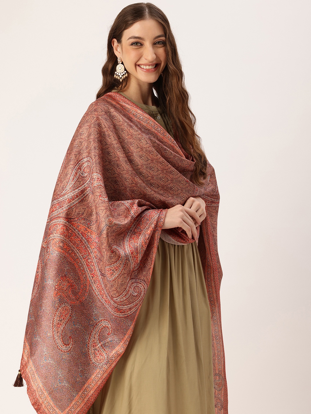 

SANGAM PRINTS Ethnic Motifs Printed Dupatta, Rust