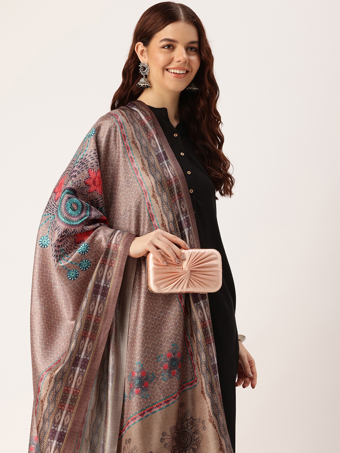

SANGAM PRINTS Printed Dupatta, Brown