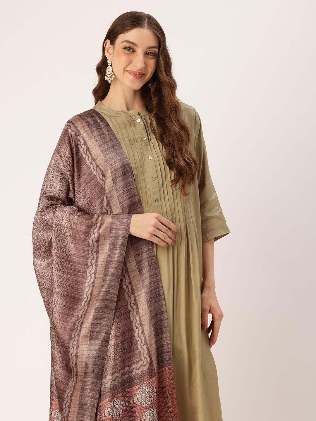 

SANGAM PRINTS Ethnic Motifs Printed Dupatta, Brown